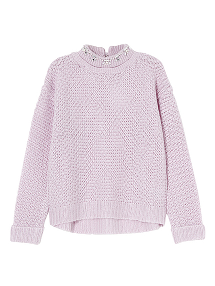 【DUO】 ビジュボトルネックニット