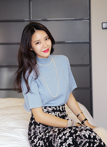 **雑誌mina3月号掲載**ハイネックシンプルニットＴシャツ・全4色・t45387