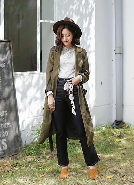 スエード調ロングトレンチコート・全3色・e45523