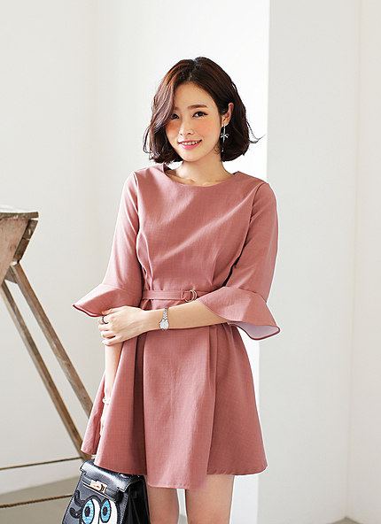 ベルトsetベルリーブタックワンピース・全4色・t45273