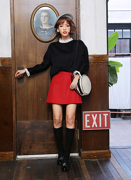 *『王様のブランチ』で着用*ウール混Aラインミニスカート・全4色・b45677