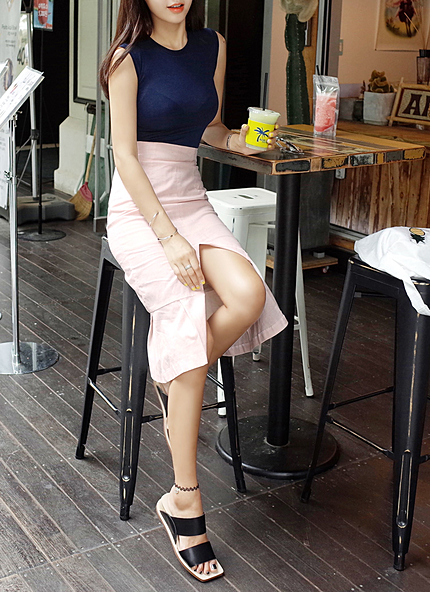 フロントスリットマーメイドスカート・全3色・t45026