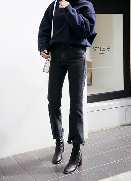 切りっぱなし8分丈ハイウエストデニム・全2色・t43093