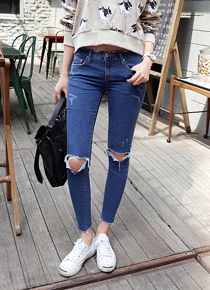 ●●雑誌popteen8月号掲載●●クラッシュダメージスキニージーンズ・全1色・t44388