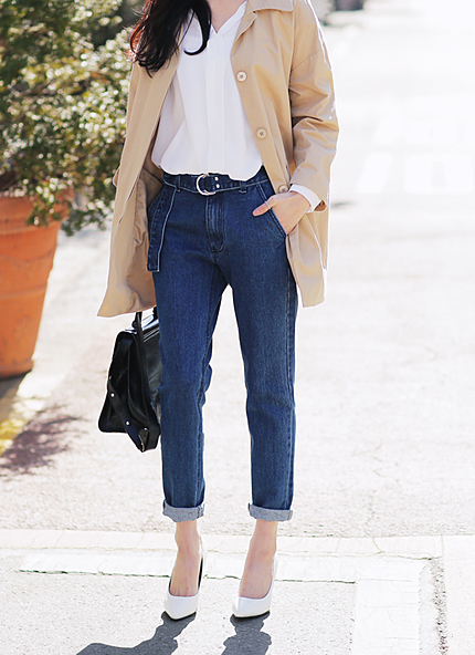 デニムベルトsetハイウエストジーンズ・全1色・18766