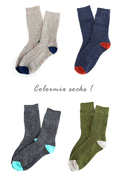 カラーブロックソックス・全6色・45646