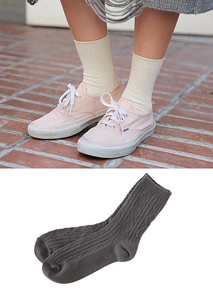 クロス編みショートソックス・全6色・t45217