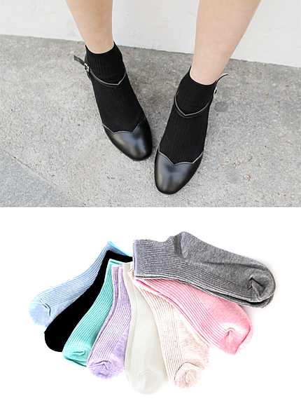 パステルカラークルー丈ソックス・全8色・t42153