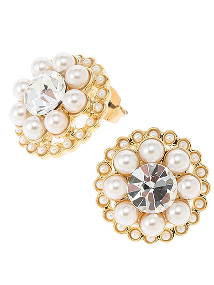 パール×ビジューピアス