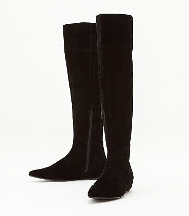 スエード フラット ニーハイ ブーツ