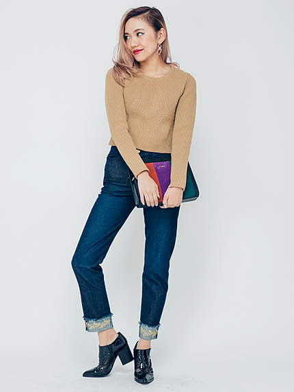 エンブロイダリーロールアップデニムPT