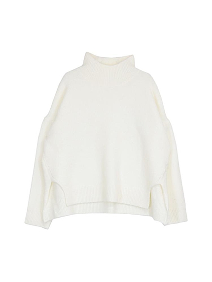 ハイネックサイドスリットニット