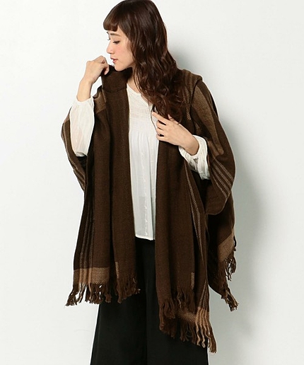 ウールビッグチェックポンチョ/ AEBC W BIG CHK  ポンチョ☆