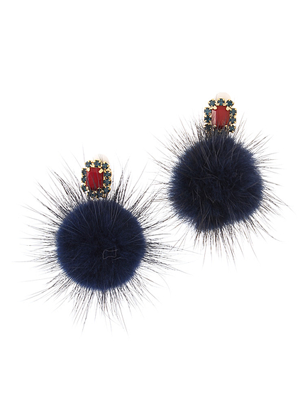 ミンクファーイヤリング