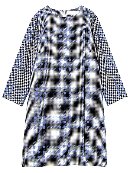 WideチェックプリントBoxワンピース