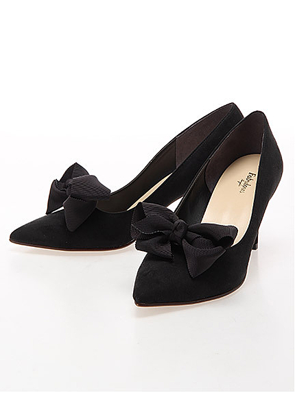 グログランリボン付きパンプス