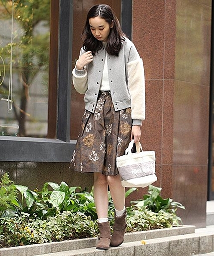 スタジャン袖ボアジャケット