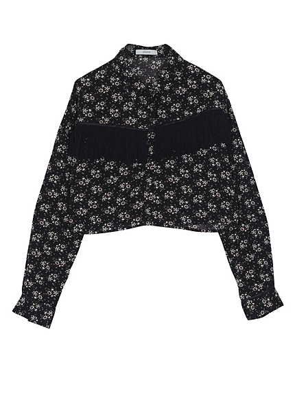 フリンジショートブラウス