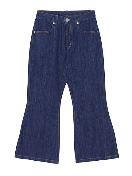 Denimワイドクロップド　フレアーパンツ