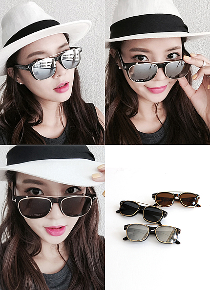 ウェリントン型クリップオンサングラス・全3種類・e42806