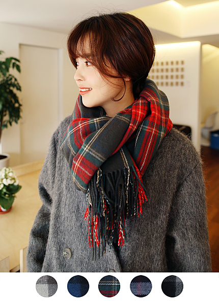 チェックパターンベーシックマフラー・全5色・n43704