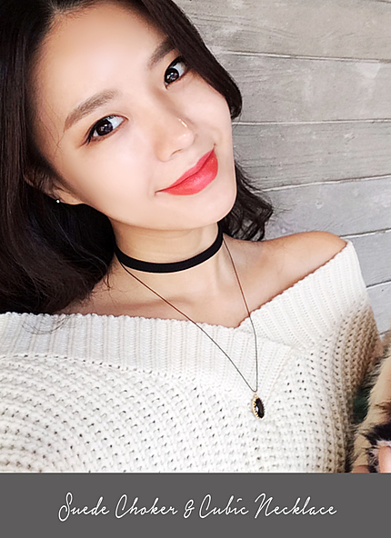 **雑誌Scawaii!3月号掲載**スエード調チョーカー&フレームネックレス・全1色・d45314
