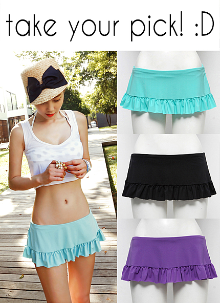 シンプルフリルスカートビキニパンツ・全3色・e40531