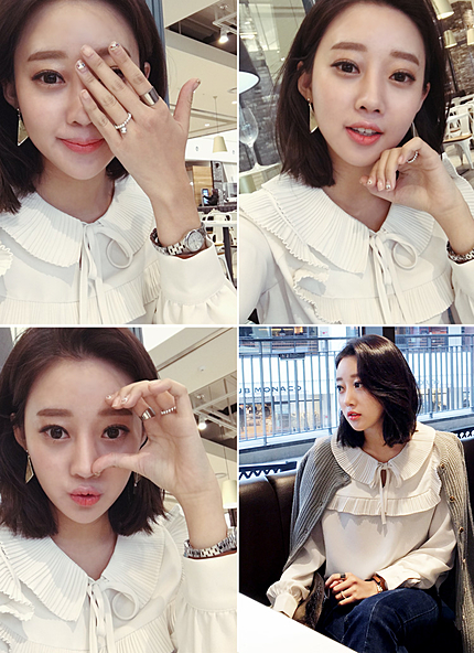 プリーツフリルセーラーカラーブラウス・全2色・t45445