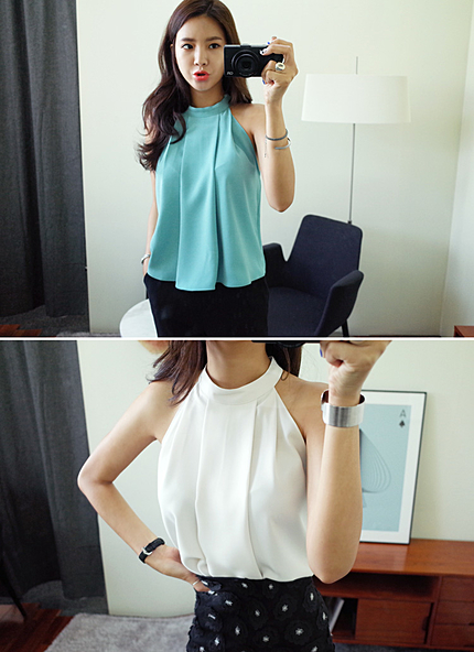 ホルターネックタックブラウス・全4色・44708