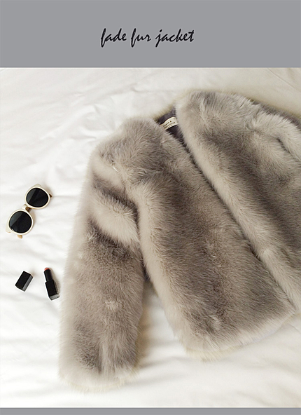 ノーカラーボリュームフェイクファージャケット・全3色・t45509