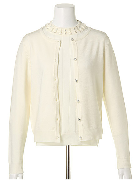 Mixビジュー調ツインニット