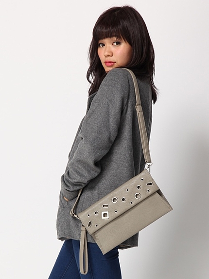WEGO/ハトメ2WAYクラッチバッグ