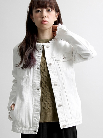 WEGO/ノーカラーデニムジャケット