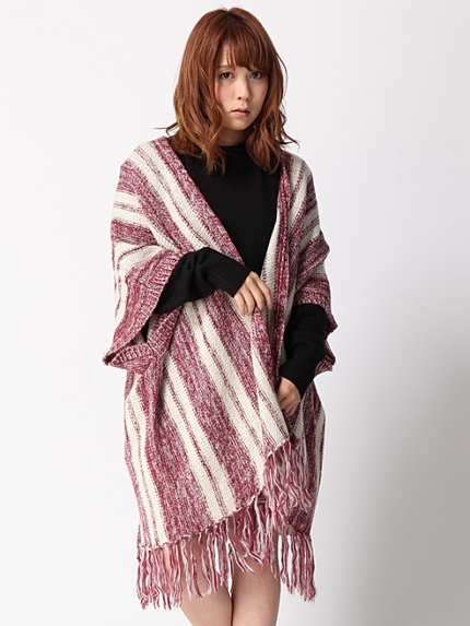 WEGO/フリンジポンチョカーディガン