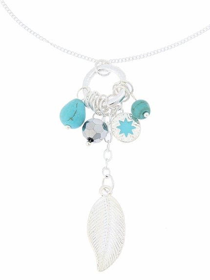 WEGO/ターコイズ羽ネックレス