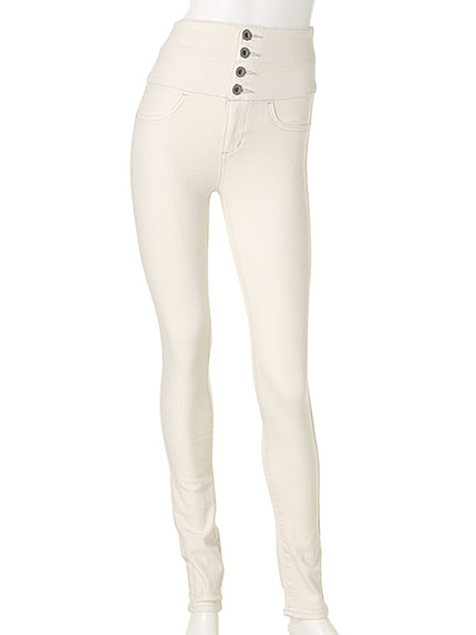 フロント釦ハイウエストスキニー