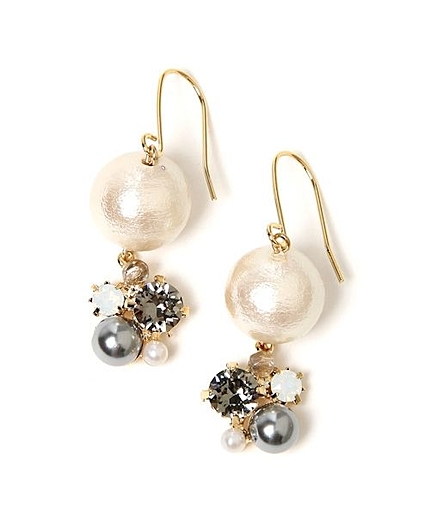 コットンパールドロップピアス