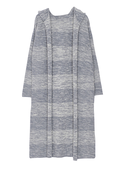 グラデーションフードロングカーディガン