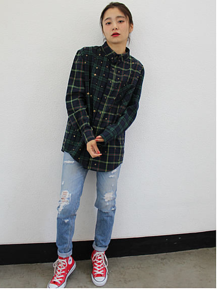 スタッズチェックシャツ