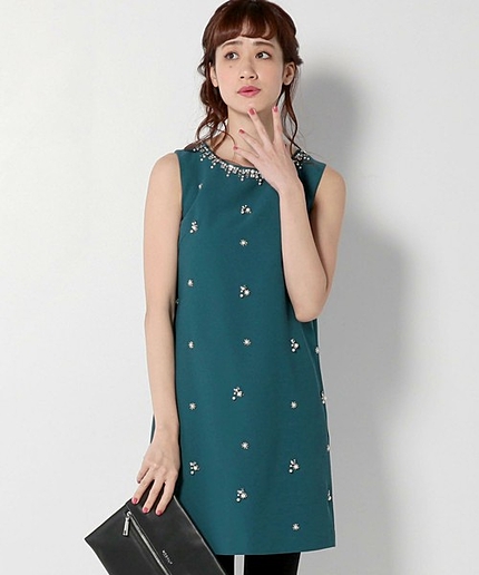 〓 JP 前ビジュー Aライン ワンピース / 結婚式 / オケージョン / フォーマル / パーティー