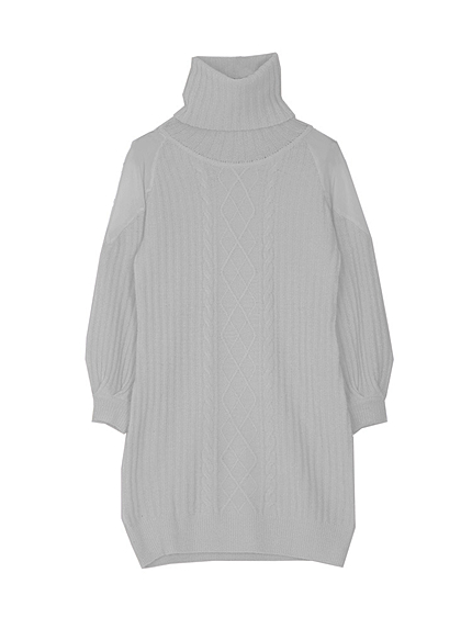 【sc】ショルダーシアーオフタートルニットワンピース