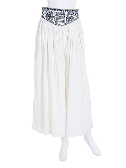 ウエスト刺繍マキシスカート