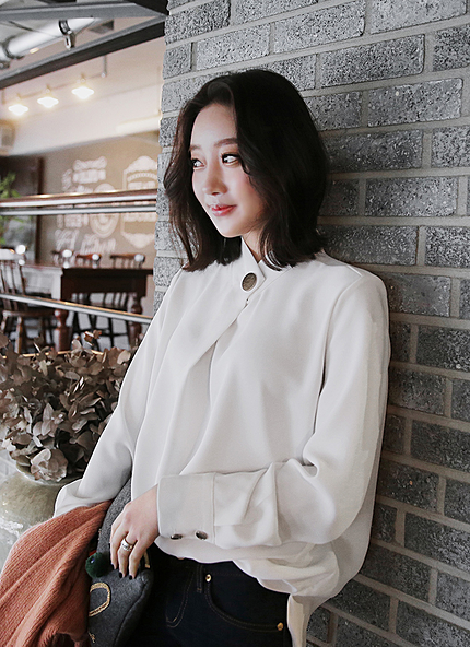 メタルボタンタックブラウス・全3色・b45509