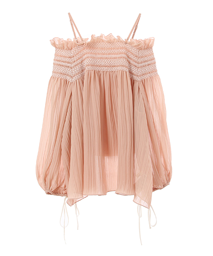 スモッキングオフショルチュニック