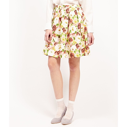 ぼかしフラワータックフレアスカート