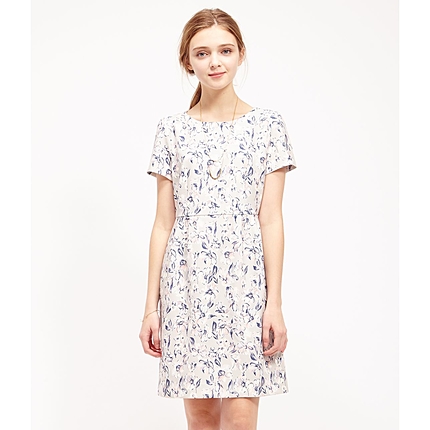 【WEB限定40サイズ】花柄半袖タックコクーンワンピース