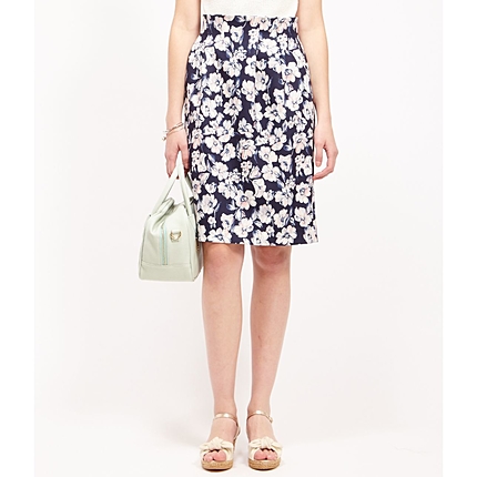 【WEB限定42サイズ】花柄ハイウエストタックストレートスカート