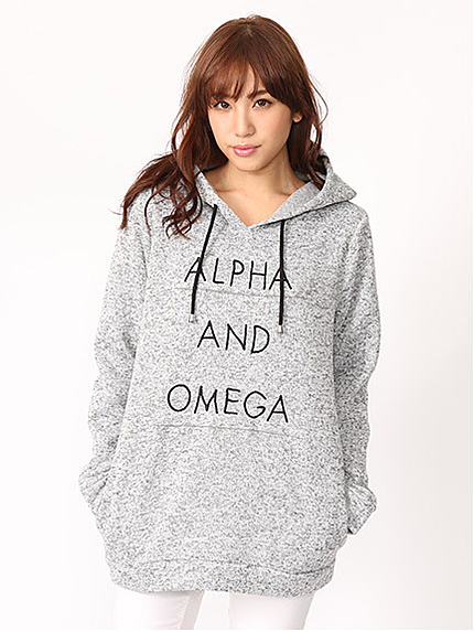 メランジロゴ刺繍プルオーバーパーカー