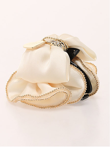 サテンフリルリボンヘアクリップ