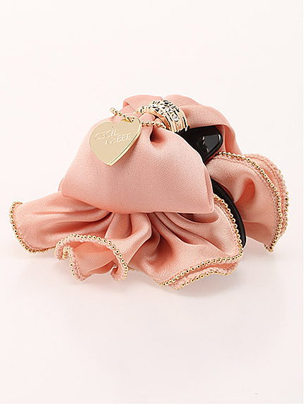 サテンフリルリボンヘアクリップ